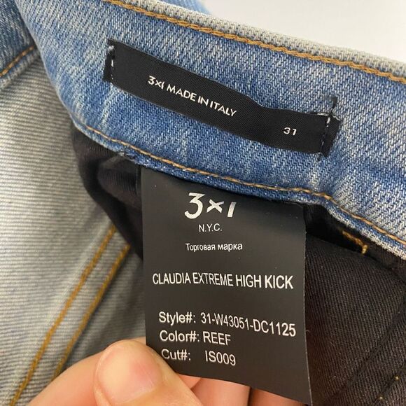 3x1 Claudia Extreme High Kick Jeans Cropped Inseam in Reef - Picture 9 of 11